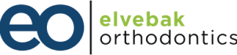 Elvebak Orthodontics logo with blue "eo" initials and green text branding.